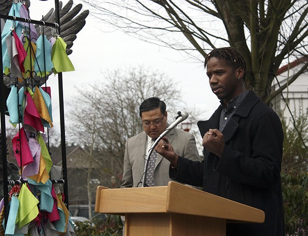 At a demonstration in Issaquah March 2