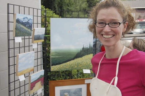 Issaquah painter Liz Ashley was one of many local artists and designers to display their works at the second ArtWalk for 2009 last Friday.