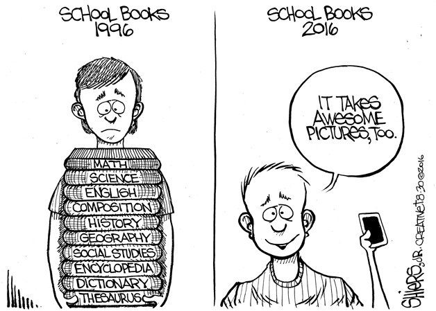 Schools books in 1996 vs. 2016 | Cartoon