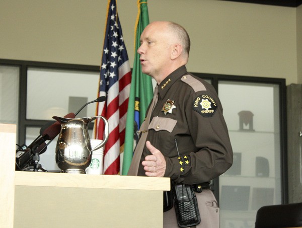 King County Sheriff Steve Strachan speaks at the opening of the new Sammamish Station in June.