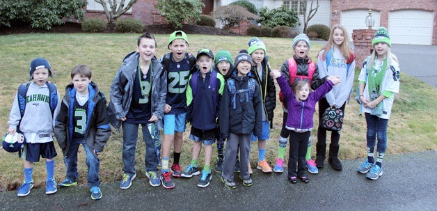 Jill Loveland captured this group of children showing their Seahawks Pride at a bus stop in Issaquah. Eastside 12s it's time to show your Seahawks pride! The team that never quits is ready to defend its title in Arizona and we want to know how Issaquah and Sammamish are representing the Blue and Green. Send us your best photos of 12th Man pride