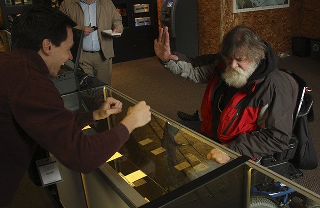 Randolph Grove puts up his hand for a high-five from Cliff Gehrett