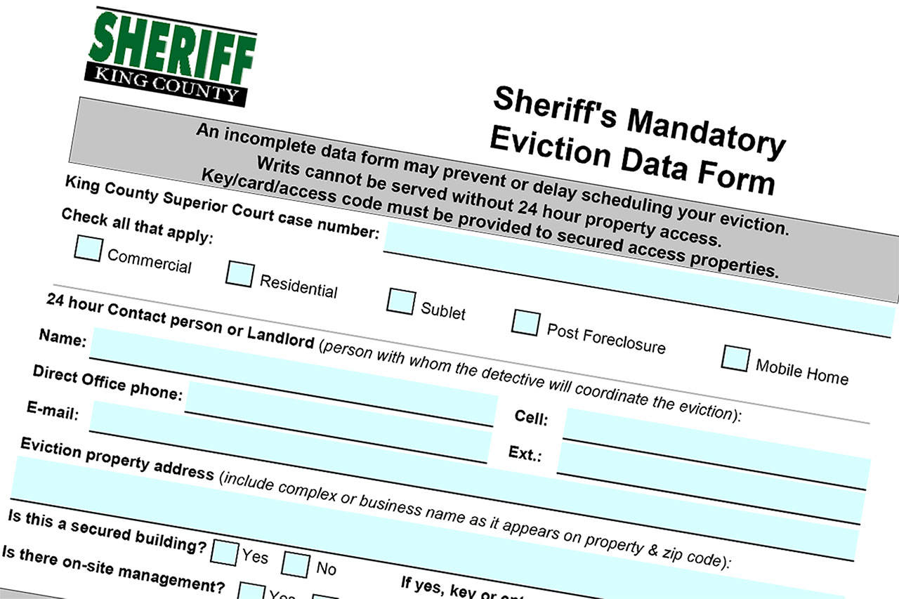 The King County Sheriff’s Office will no longer enforce court-ordered evictions, starting March 17. Image courtesy King County