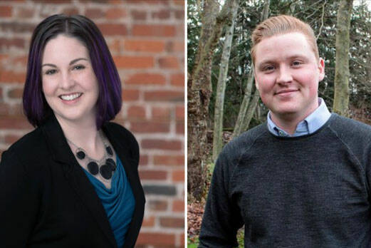 (left) Council President Lindsey Walsh and (right) Deputy Council President Zach Hall (Screenshot from City of Issaquah website)