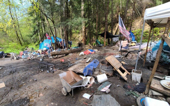 COURTESY PHOTO
Trash and various debris at a Green River homeless encampment in unincorporated King County along 94th Place South between Kent and Auburn.